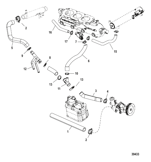Cooling System Raw Water, Starboard (SN 1A380210 & Above)