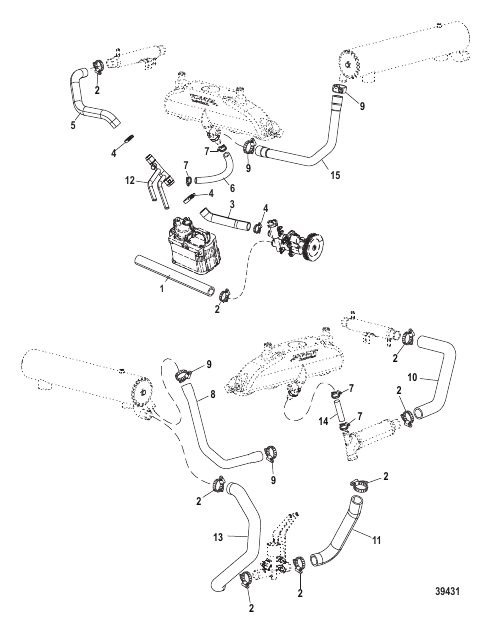 Cooling System Raw Water Components (SN 1A380210 & Above)