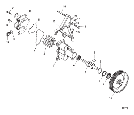 Sea Water Pump Assembly (Bravo Standard) 1A300000 and Up