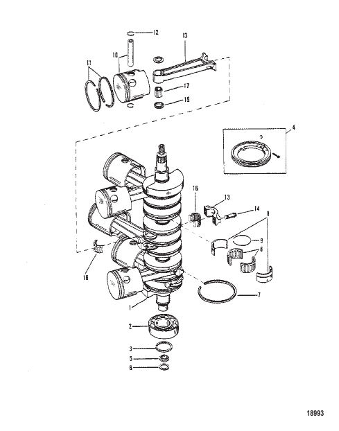 CRANKSHAFT, PISTONS AND CONNECTING RODS
