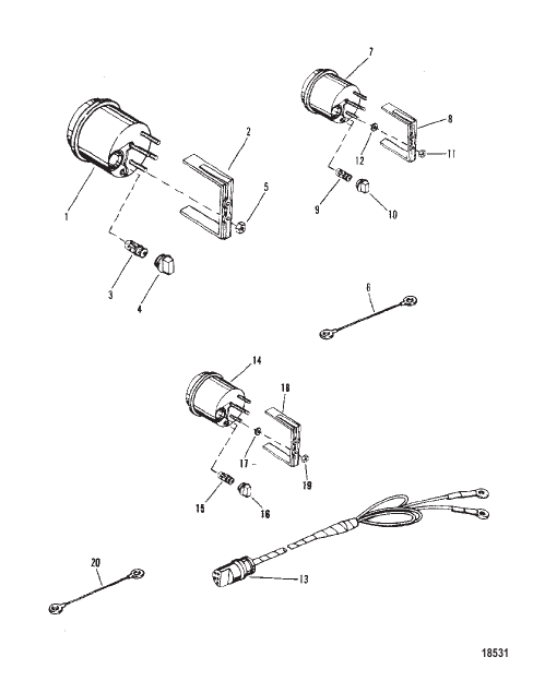 TACHOMETER, TRIM GAUGE, TEMPERATURE GAUGE
