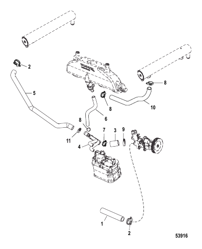 Cooling System Raw Water Components, Starboard