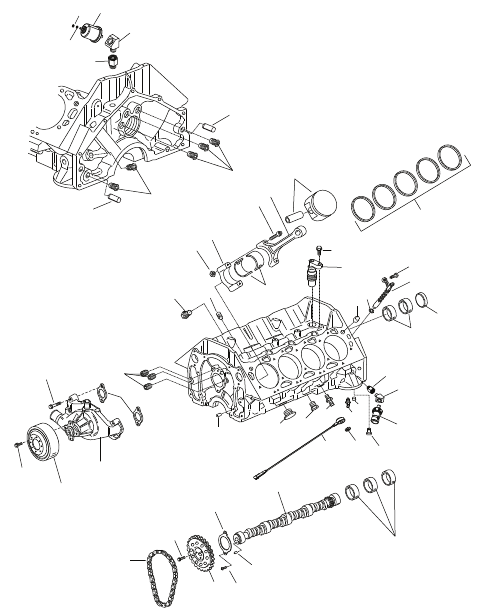 Block Camshaft and Pistons