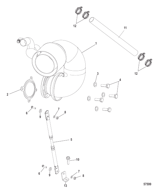 Riser, Exhaust QSC, Port & Stbd,Design-II Stamped 8M6002617
