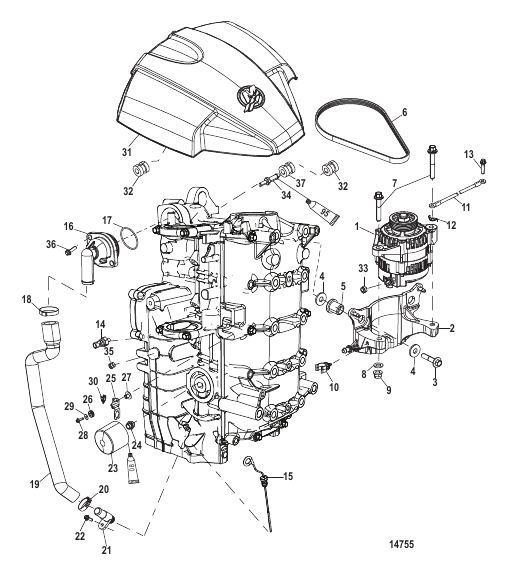 Alternator/Starboard Cylinder Block Components