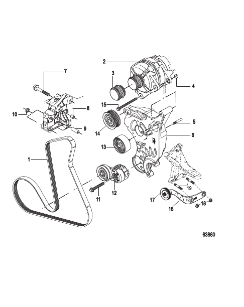 Alternator and Mounting Hardware