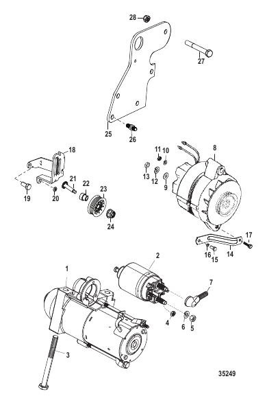 Starter Motor and Alternator 357 Alpha/Bravo