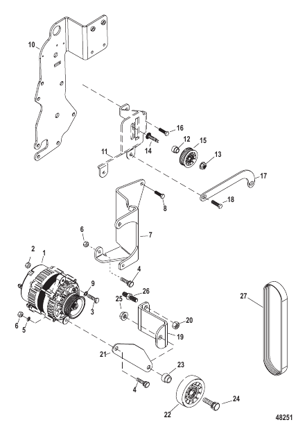 Alternator and Brackets 383 Mag Bravo 4V