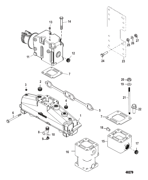 Exhaust Manifold And Exhaust Elbow 357 Alpha/Bravo