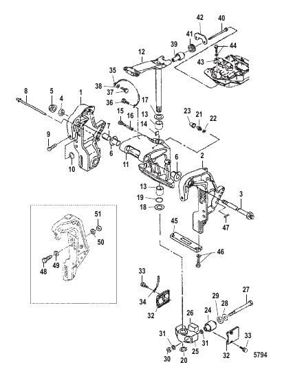 Transom and Swivel Brackets (Power Trim)