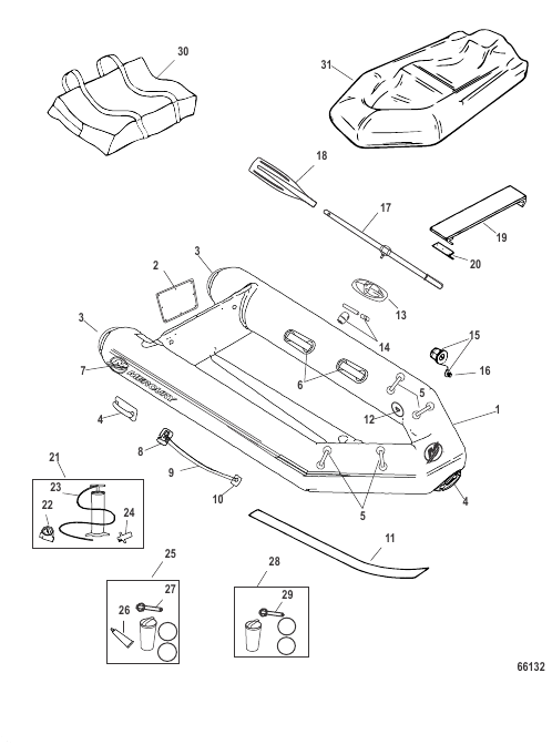 Mercury Aluminum Rib 270/320 Model (Light Grey)