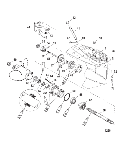 Gear Housing Propeller Shaft - Short-2:1 Gear Ratio