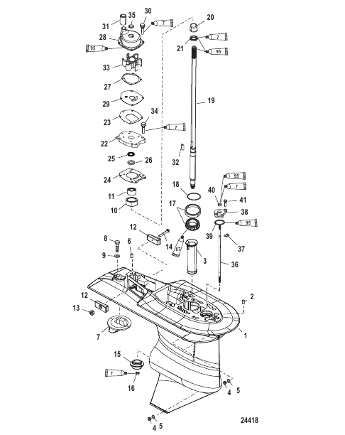 Gear Housing Driveshaft-2.33:1 -Serial #1C033811 & Up