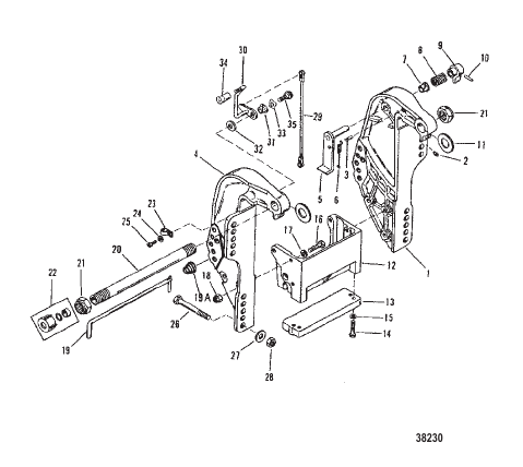 TRANSOM BRACKET (50/60)(S/N: 0D181999 AND BELOW)