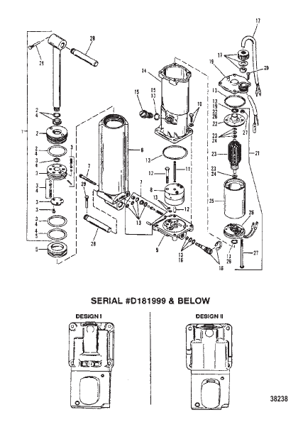 POWER TRIM COMPONENTS (S/N: 0D181999 AND BELOW)