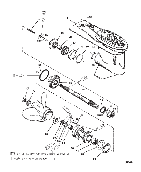 GEAR HSG PROPSHAFT-60 SEA/MARA/BIG FOOT-6 JAW REV. CLUTCH