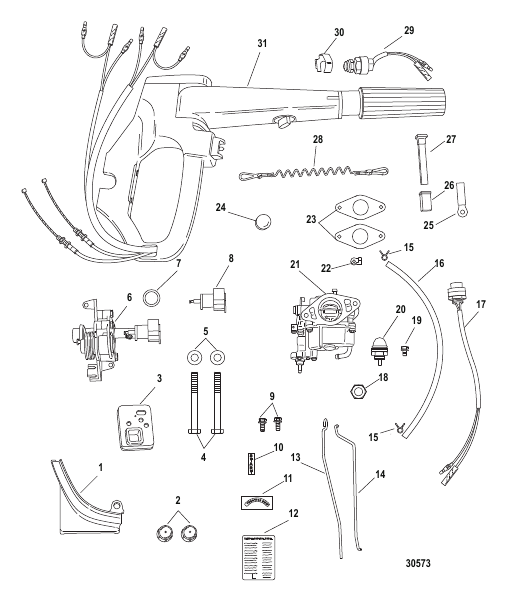 Tiller Handle Conversion Kit 9.9 Hp Electric 889246A86