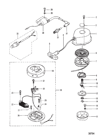 RECOIL STARTER AND IGNITION COMPONENTS