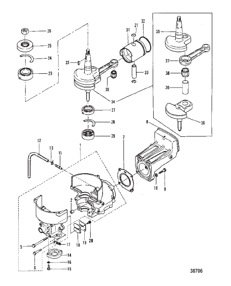 CYLINDER BLOCK, CRANKSHAFT AND PISTON