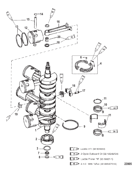 CRANKSHAFT, PISTONS AND CONNECTING RODS