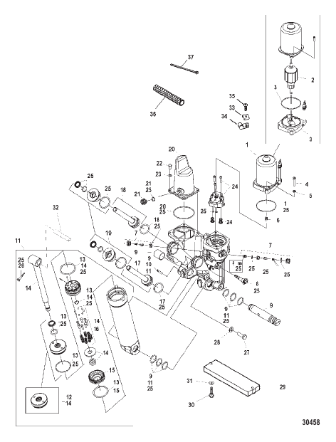 POWER TRIM COMPONENTS (CAST PUMP HOUSING) Metal Motor Housing