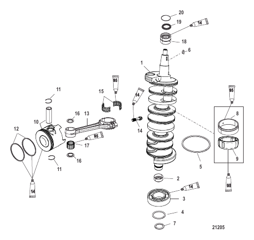 Crankshaft, Pistons and Connecting Rods 250