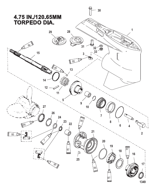 Gear Housing Propeller Shaft - Standard Rotation