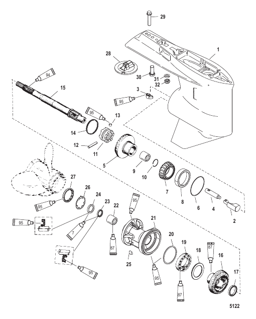 Gear Housing Propeller Shaft - Standard Rotation