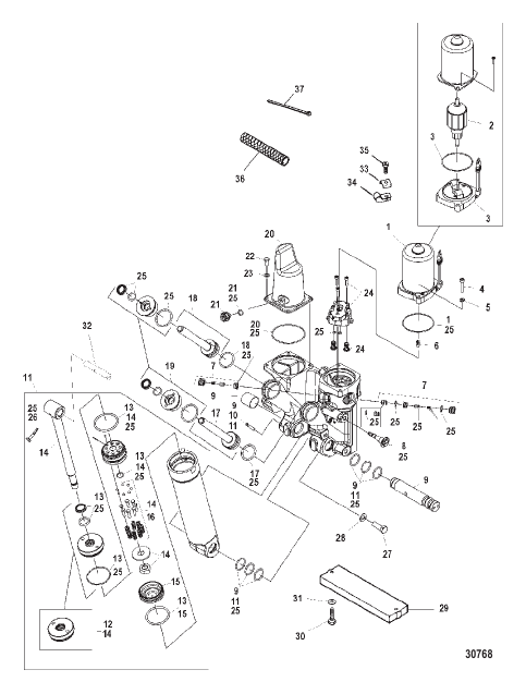 POWER TRIM COMPONENTS (CAST PUMP HOUSING) Metal Motor Housing