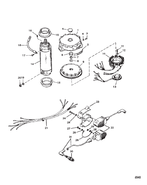 Flywheel, Starter Motor and Ignition Coils