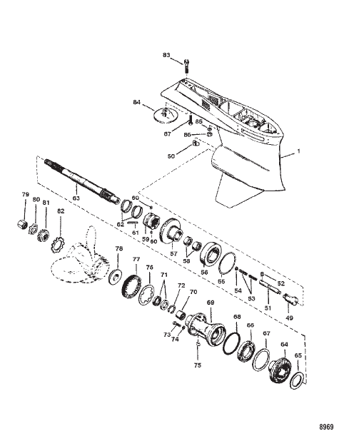 Gear Housing Propeller Shaft - CLE-1.87:1/2:1 Gear Ratio