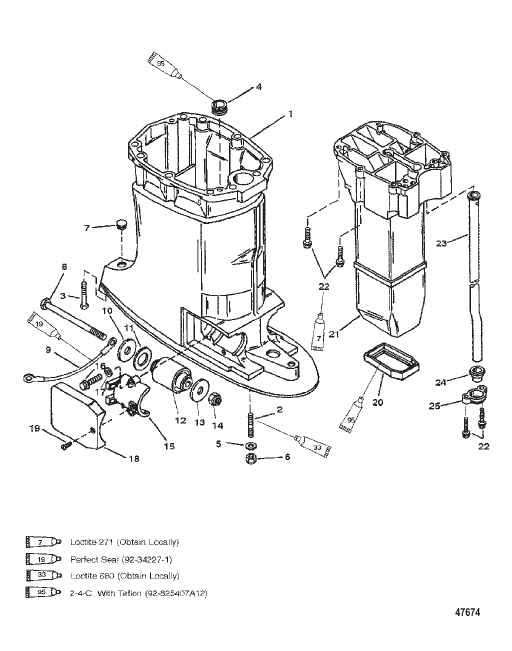 DRIVE SHAFT HOUSING AND EXHAUST TUBE S/N-0G509799 & BELOW