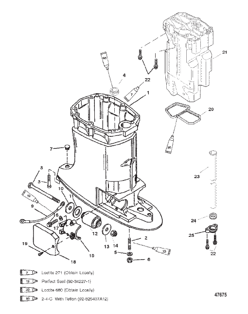 DRIVE SHAFT HOUSING AND EXHAUST TUBE S/N-0G509800 & UP