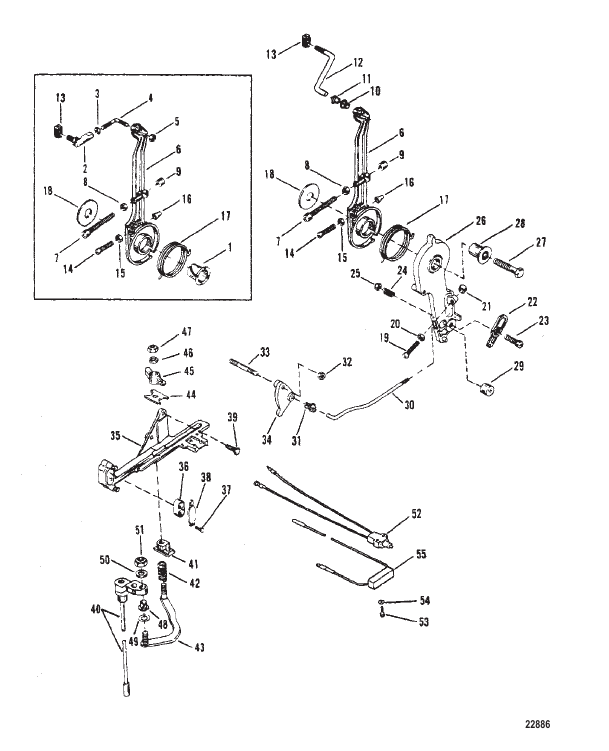 THROTTLE LEVER AND SHIFT SHAFT