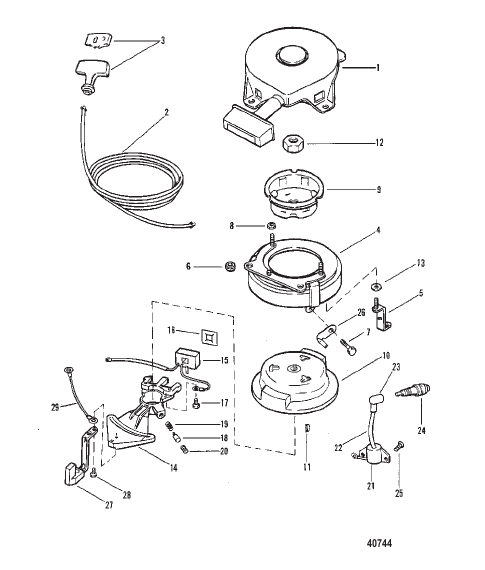 RECOIL STARTER AND FLYWHEEL