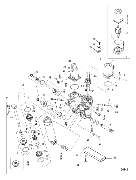 POWER TRIM COMPONENTS (CAST PUMP HOUSING) Metal Motor Housing