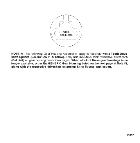 GEAR HOUSING CHART (S/N-0G129221 & BELOW)