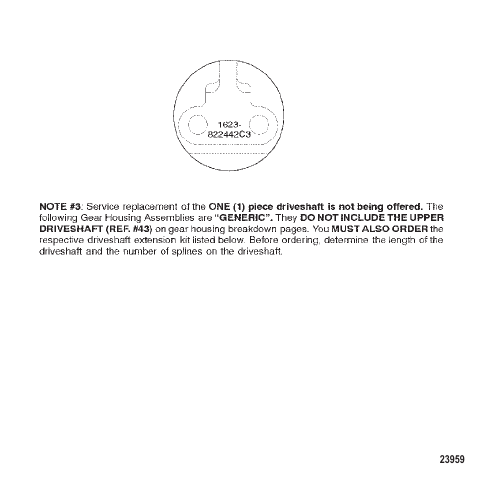 GEAR HOUSING CHART (S/N-0G438000 & UP)