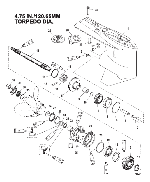 Gear Housing Propeller Shaft - Standard Rotation