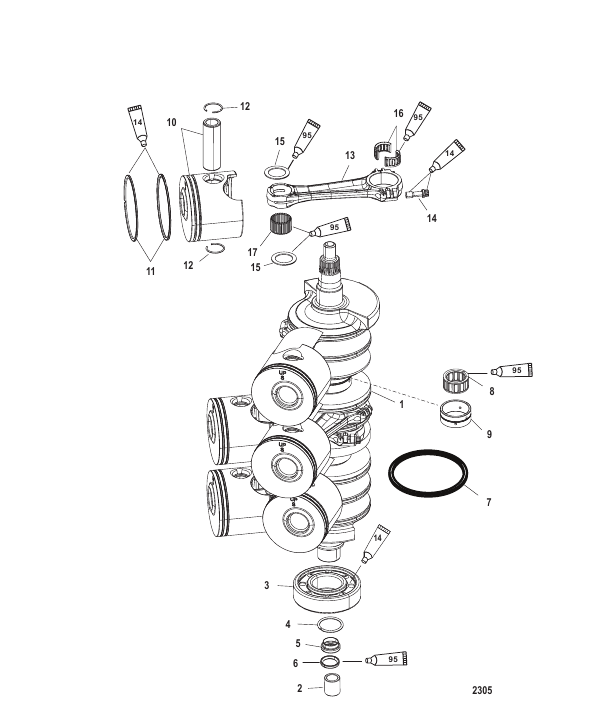 CRANKSHAFT PISTONS AND CONNECTING RODS