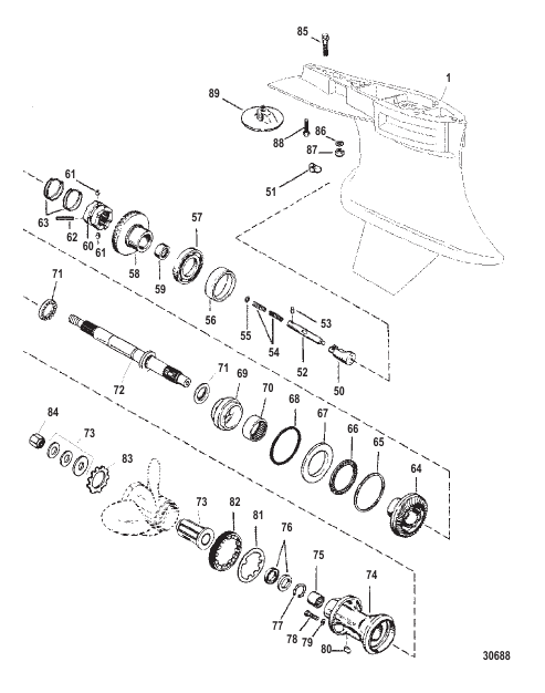 GEAR HOUSING (PROP SHAFT)(COUNTER ROTATION)(SPORTMASTER)