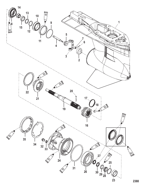 Gear Housing Propeller Shaft 2B014225 & below