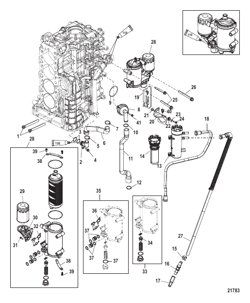 Starboard Cylinder Block/Oil Cooler (1B830999 and Below)