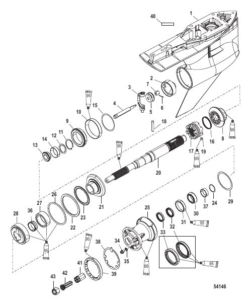 Gear Housing Prop Shaft-Counter Rotation 2B026817 & up