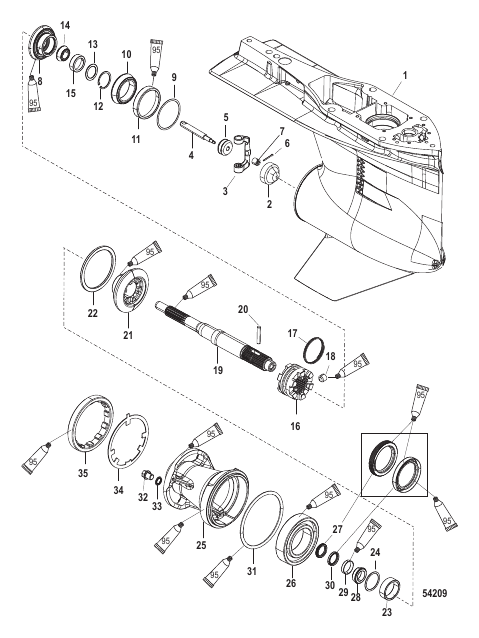 Gear Housing Prop Shaft-Standard Rotation 2B014226 & up