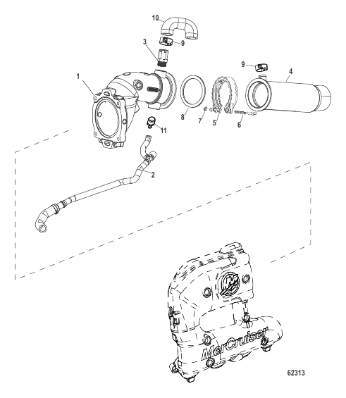 Tailpipe and Exhaust Hoses 4 Inch V-Drive (2A530774 and Up)