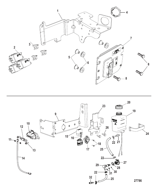 Electrical Components ECM, Circuit Breaker, Lube Bottle