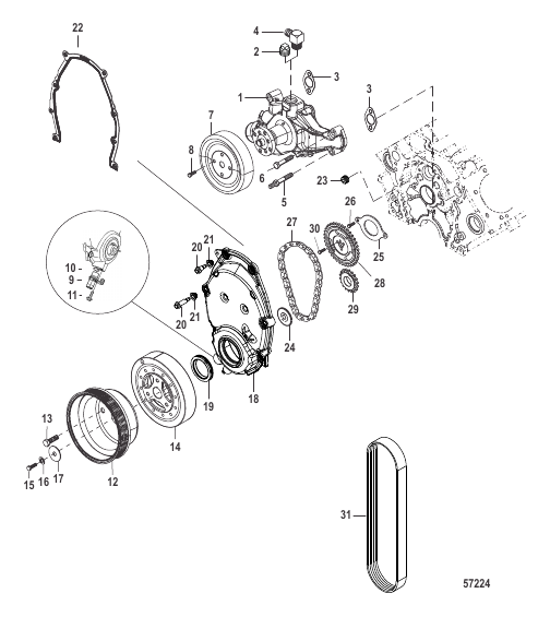 Front Cover and Circulating Pump