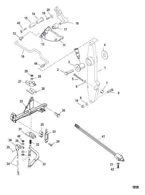 Throttle Lever And Shift Shaft (S/N-0T818234 & Below)