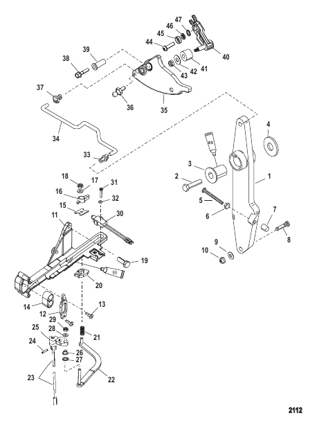 Throttle Lever And Shift Shaft (S/N-0T818235 & Up)